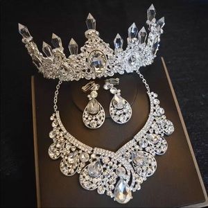 Bridal necklace tiara set with stud earrings